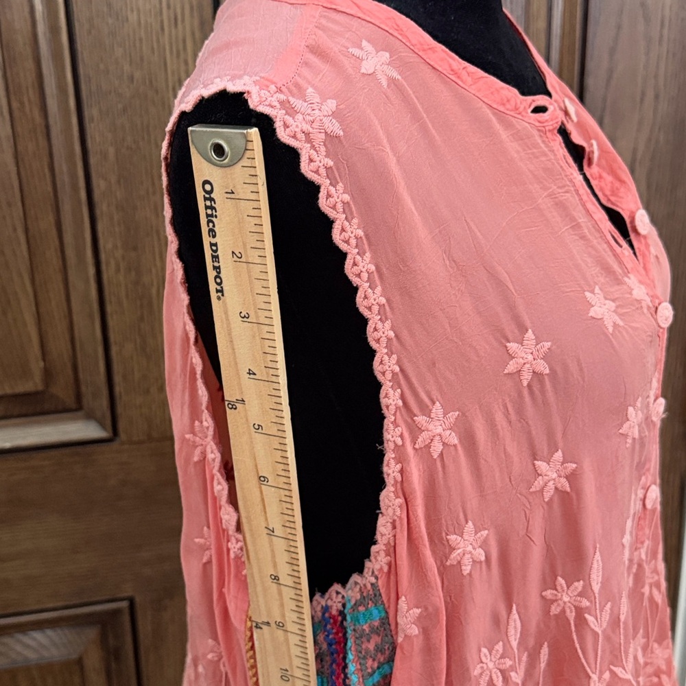 Like New Johnny Was! Orange button up sleeveless tunic embroidered sides size lg - Picture 14 of 15